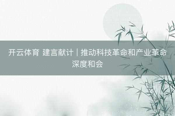 开云体育 建言献计 | 推动科技革命和产业革命深度和会
